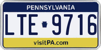 PA license plate LTE9716