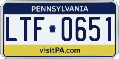 PA license plate LTF0651