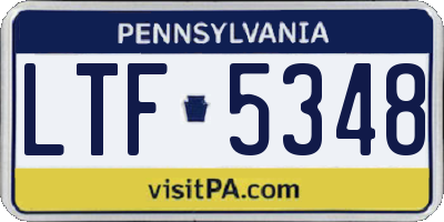 PA license plate LTF5348