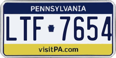 PA license plate LTF7654