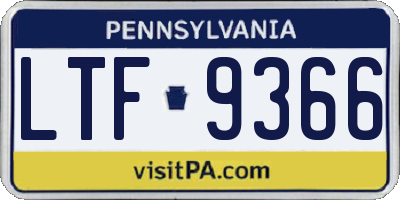 PA license plate LTF9366