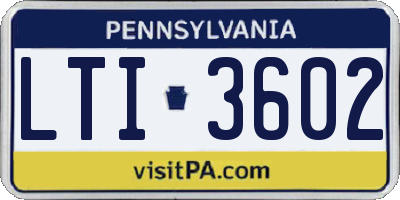 PA license plate LTI3602
