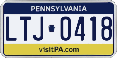PA license plate LTJ0418