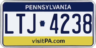 PA license plate LTJ4238