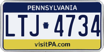 PA license plate LTJ4734