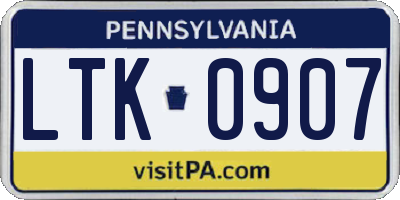 PA license plate LTK0907