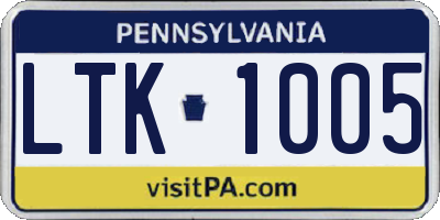PA license plate LTK1005