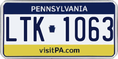 PA license plate LTK1063