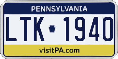 PA license plate LTK1940