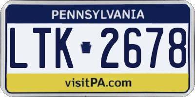PA license plate LTK2678