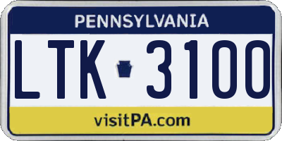 PA license plate LTK3100