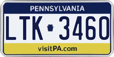 PA license plate LTK3460