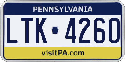 PA license plate LTK4260