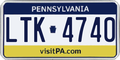 PA license plate LTK4740