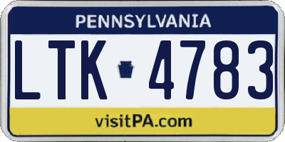 PA license plate LTK4783