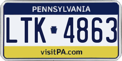 PA license plate LTK4863