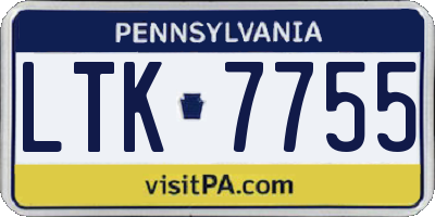 PA license plate LTK7755