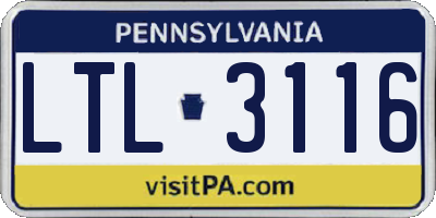 PA license plate LTL3116