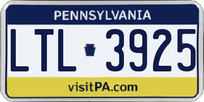 PA license plate LTL3925
