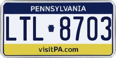 PA license plate LTL8703