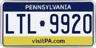 PA license plate LTL9920