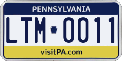 PA license plate LTM0011
