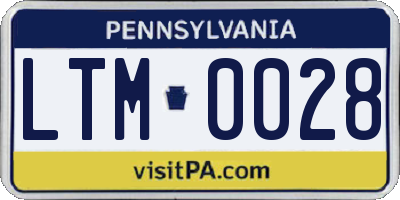 PA license plate LTM0028