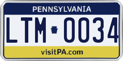 PA license plate LTM0034