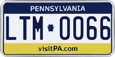 PA license plate LTM0066