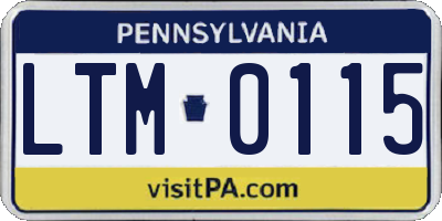 PA license plate LTM0115