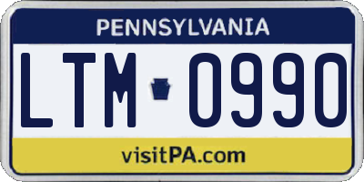 PA license plate LTM0990