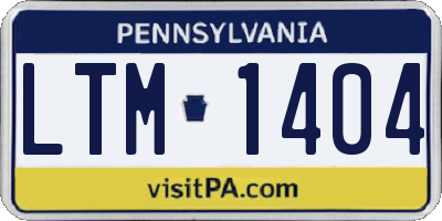 PA license plate LTM1404