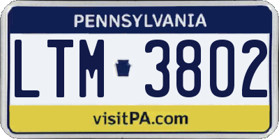 PA license plate LTM3802