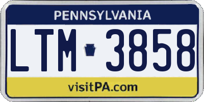 PA license plate LTM3858