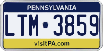 PA license plate LTM3859