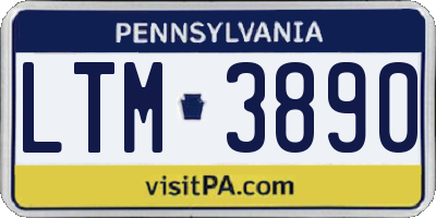 PA license plate LTM3890