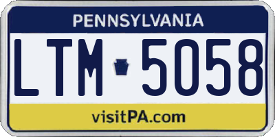 PA license plate LTM5058