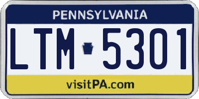 PA license plate LTM5301