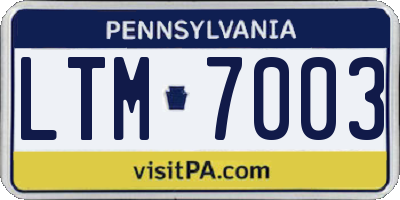 PA license plate LTM7003