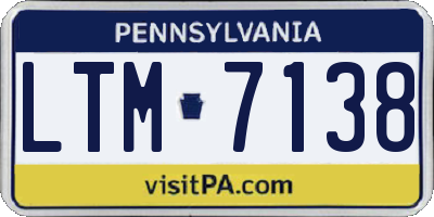 PA license plate LTM7138