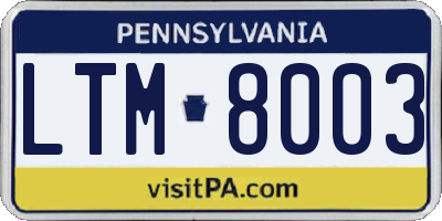 PA license plate LTM8003