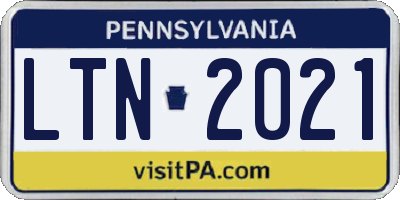 PA license plate LTN2021
