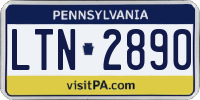 PA license plate LTN2890