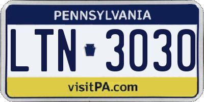 PA license plate LTN3030
