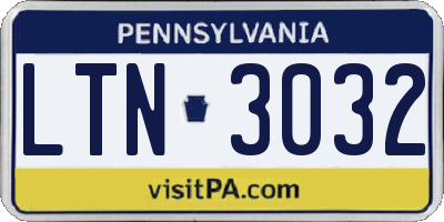 PA license plate LTN3032