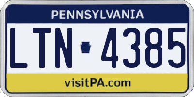 PA license plate LTN4385