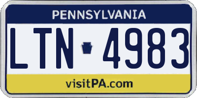 PA license plate LTN4983