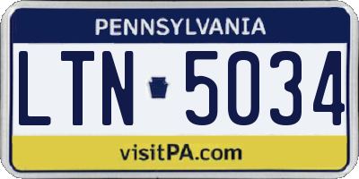 PA license plate LTN5034