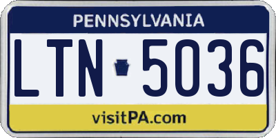 PA license plate LTN5036