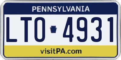 PA license plate LTO4931